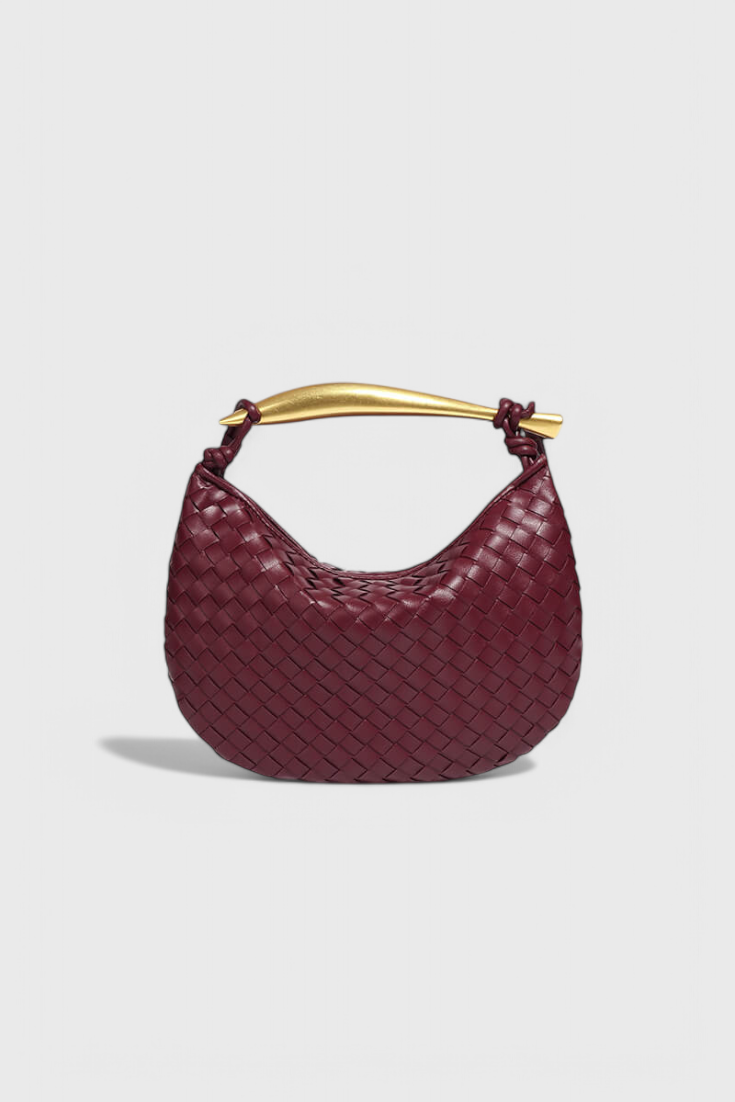 Bolso dorado mujer elegante tejido – bolso mini lujo con asa metálica